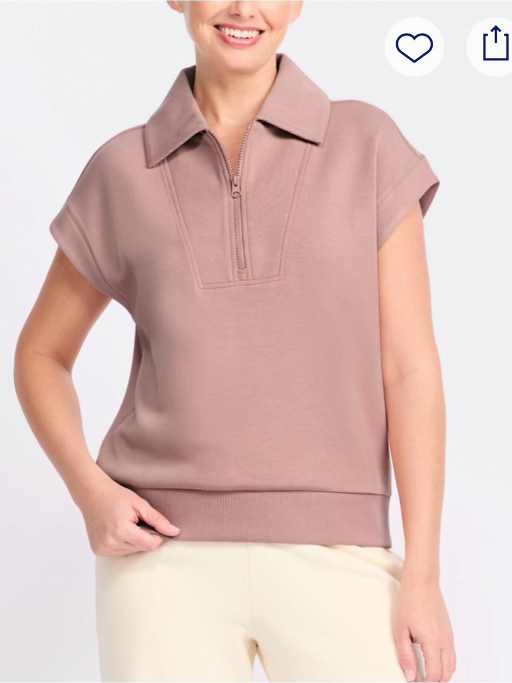 Thread & Supply Short Sleeve Zip Polo in Dusty Mauve